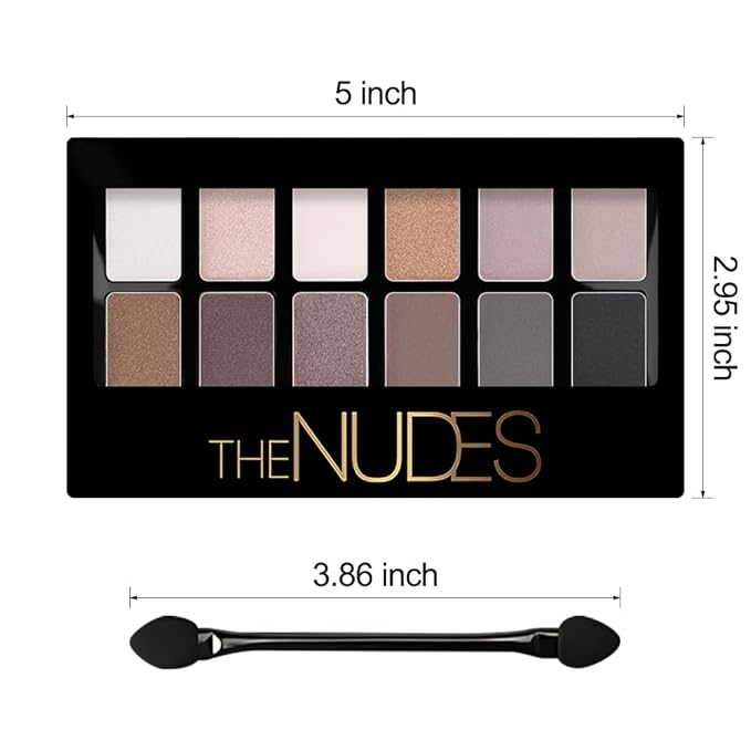 Nude Brown Eyeshadow Palette, Neutral Nude Brown Bronze Black White Pink Champagne Cream Eyeshadow Palette Makeup,Highly Pigmented Natural Eyeshadow for Woman Eyes Long Lasting Naturing-Looking 01