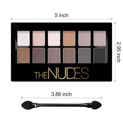Nude Brown Eyeshadow Palette, Neutral Nude Brown Bronze Black White Pink Champagne Cream Eyeshadow Palette Makeup,Highly Pigmented Natural Eyeshadow for Woman Eyes Long Lasting Naturing-Looking 01