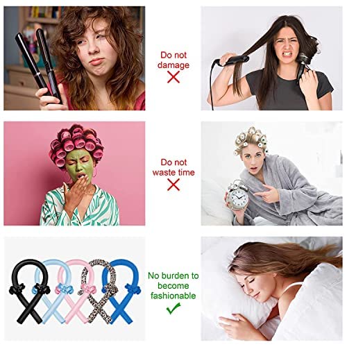 CORATED Heatless Curling Rod Headband, No Heat Silk Ribbon Rollers for Overnight Curls, Curls Styling Kit with Hair Clips and Scrunchie for Long and Medium Hair