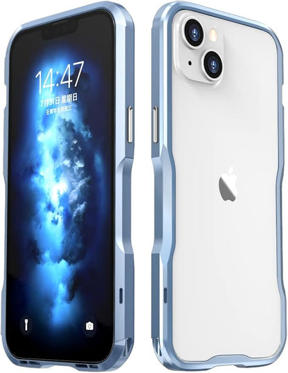 HENGHUI iPhone 14 Plus Aluminum Bumpers Bumper Case Metal Frame Bumper Cover Shock Absorbent Slim Cool Design (LightBlue)