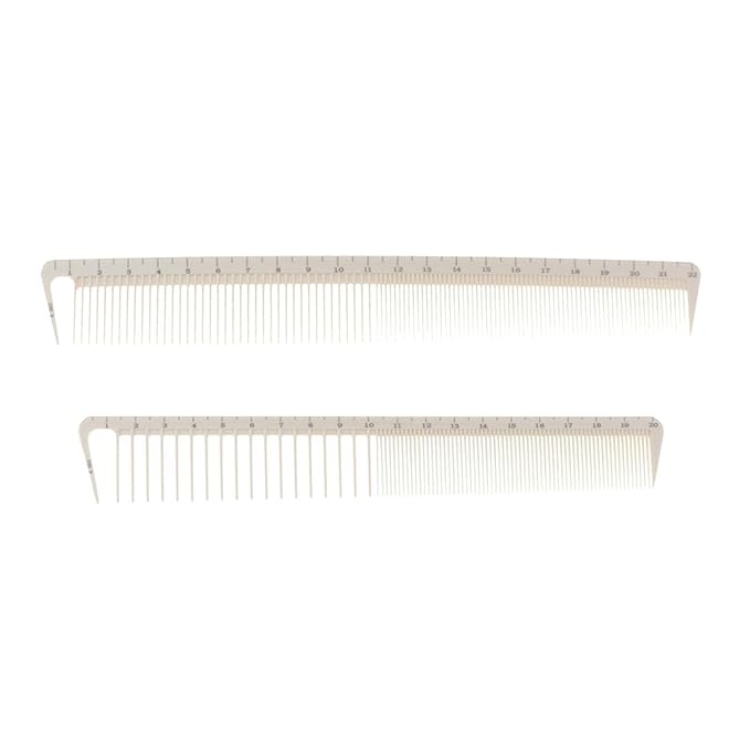 2pcs White Professional Hair Cutting Combs Set,Simple Salon Hair Styling Measure Combs,Beautiful Anti Hairdressing Barber Combs,Styling Tools and Appliances 10.87 x 3.74 x 0.28 inches