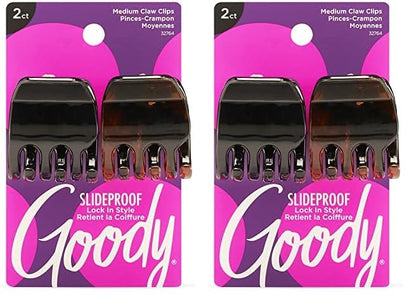 Goody Classics Medium Claw Clips, Black and Brown Colors - Great for Easily Pulling Up Your Hair - Pain-Free Hair Accessories for Women, Men, Boys and Girls, 2 Count (Pack of 2)