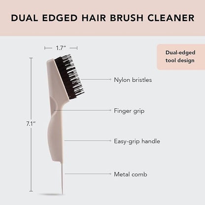 Kitsch Hair Brush Cleaner Tool - Double Sided 2 in 1 - For Pick Cleaning & Detangling Combs and Bristle Brushes, Hair Brush Cleaning Tool for Women and Men, Beauty & Hair Care Travel Essentials