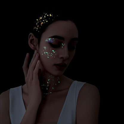 Teenitor 6 Colors Glow in The Dark Glitter Gel, Body Glitter Face Glitter for UV Black Light Party Raves Festivals