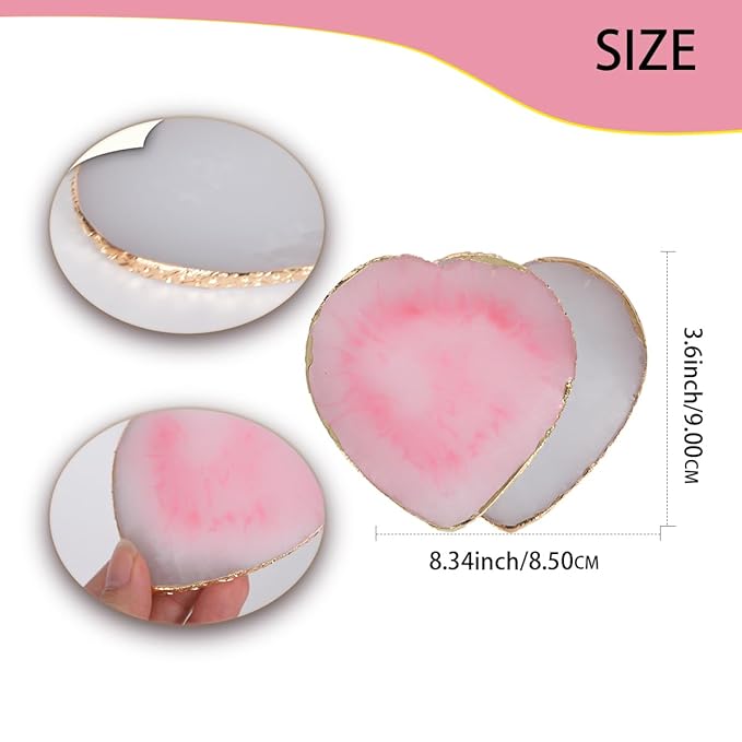 Nail Polish Palette, 2Pcs Resin Nail Art Palette, Nail Painting Mixed Color Palettes, Gold Edge Makeup Mixing Tray, Nail Supplies For Nail Techs, Nail Art Display Board(Love)