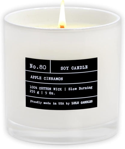 Lulu Candles | Apple Cinnamon | Luxury Scented Soy Jar Candle | Hand Poured in The USA | Highly Scented & Long Lasting (9 Oz.)