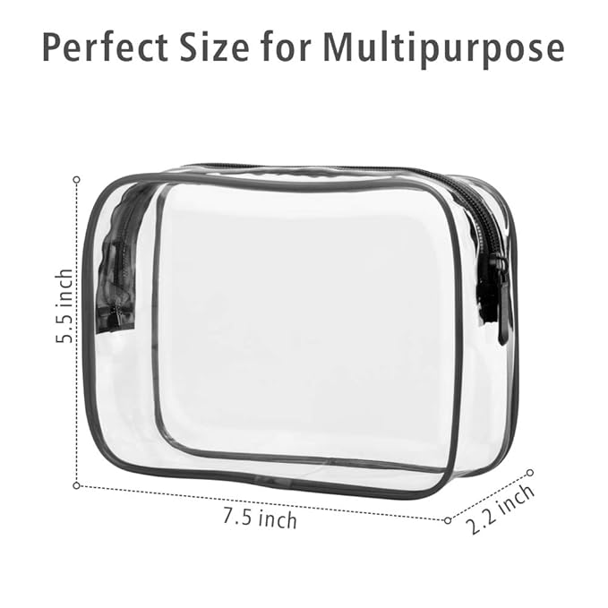 PACKISM Clear Makeup Bag - 3 Pack TSA Approved Toiletry Bag, Travel Clear Toiletry Bag, Black White Grey