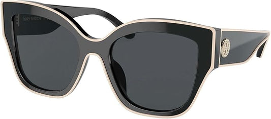 Tory Burch Sunglasses TY 7184 U 192987 Black With Ivory Piping