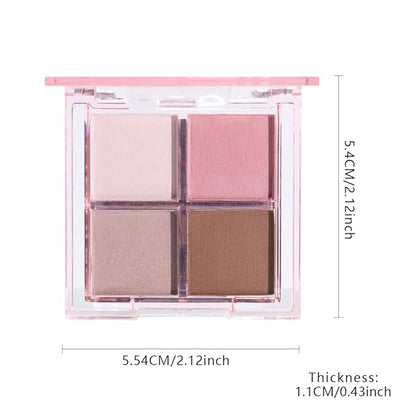 Eyeshadow Quads Blendable Glitter Matte Eyeshadow Palette, Nude Pink Nude Brown Coffee Shinmmer Sparkly Four Eyeshadow Palette Makeup, Everyday Nature Long-Lasting Waterproof Women Girls Eyeshadow 1#