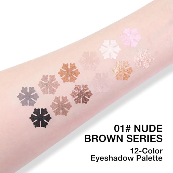 Nude Brown Eyeshadow Palette, Neutral Nude Brown Bronze Black White Pink Champagne Cream Eyeshadow Palette Makeup,Highly Pigmented Natural Eyeshadow for Woman Eyes Long Lasting Naturing-Looking 01