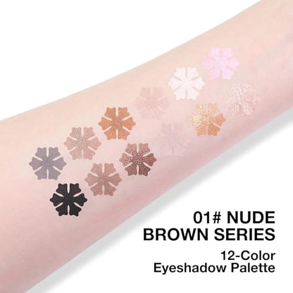 Nude Brown Eyeshadow Palette, Neutral Nude Brown Bronze Black White Pink Champagne Cream Eyeshadow Palette Makeup,Highly Pigmented Natural Eyeshadow for Woman Eyes Long Lasting Naturing-Looking 01