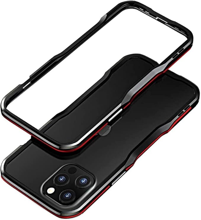 HENGHUI iPhone 13 Pro Aluminum Bumpers Bumper Case Metal Frame Bumper Cover Shock Absorbent Slim Cool Design (13Pro, Black+Red)