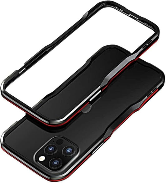 HENGHUI iPhone 13 Pro Aluminum Bumpers Bumper Case Metal Frame Bumper Cover Shock Absorbent Slim Cool Design (13Pro, Black+Red)