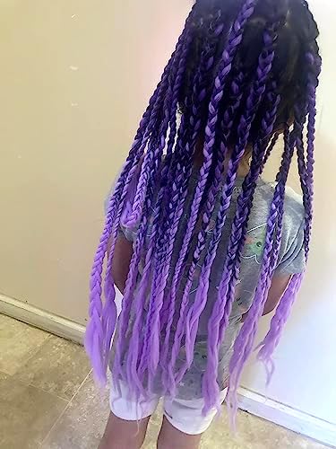 Ombre Braiding hair synthetic Crochet braids twist 24inch 5pcs/lot 100g Ombre two three tone Jumbo braid hair extensions Dreadlocks (black-purple-lavender)