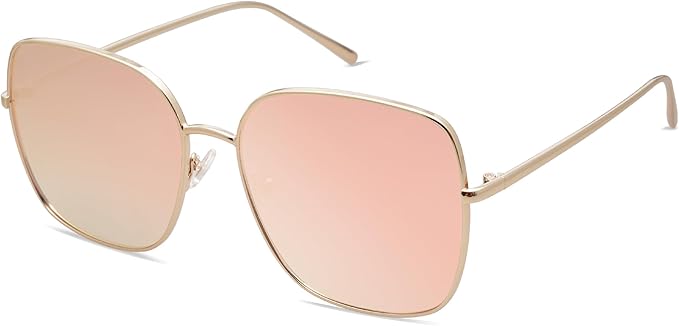 SOJOS Trendy Oversized Square Metal Frame Sunglasses for Women Men Retro Big Flat Lens UV Protection Sunglasses SJ1146