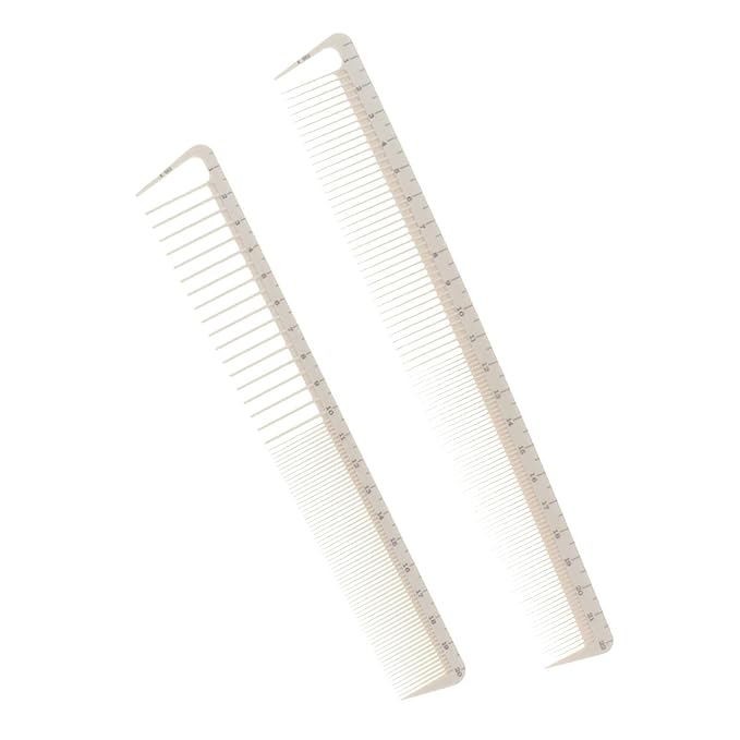 2pcs White Professional Hair Cutting Combs Set,Simple Salon Hair Styling Measure Combs,Beautiful Anti Hairdressing Barber Combs,Styling Tools and Appliances 10.87 x 3.74 x 0.28 inches