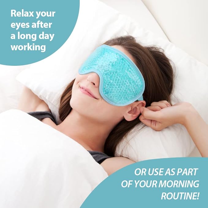 NEWGO Cooling Eye Mask for Puffy Eyes, Cold Eye Mask Eye Ice Pack for after Eyes Surgery, Tension Stress Relief, Itchy Eyes, Headaches, Dark Circles - Blue 2 Pack