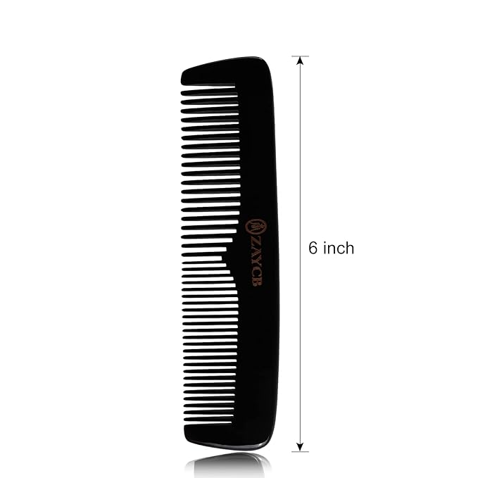 Buffalo Horn Comb - Anti-Static Detangling Styling Comb for All Hair Types (Classic Fine Tooth, Men, Women, Kids)