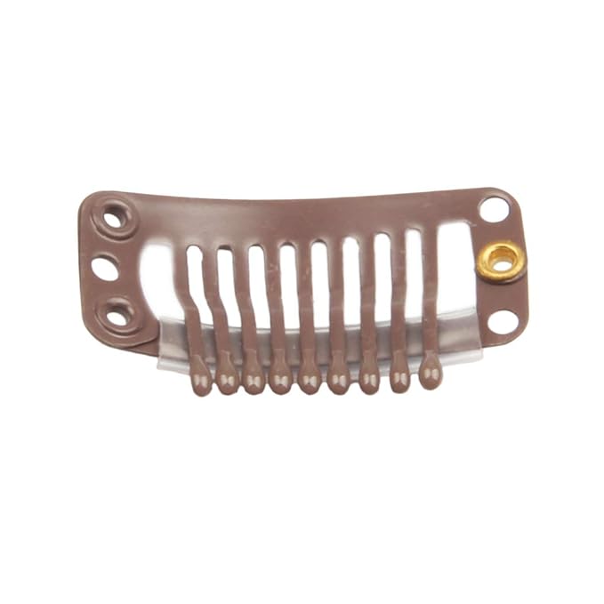 20pcs 9-Teeth Stainless Snap Comb Wig Clips, Hair Extension Clips, Wig Accessories Clip, Diy Clips for Hairpieces Wigs hair extensions (Light Brown)