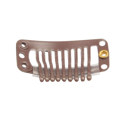 20pcs 9-Teeth Stainless Snap Comb Wig Clips, Hair Extension Clips, Wig Accessories Clip, Diy Clips for Hairpieces Wigs hair extensions (Light Brown)