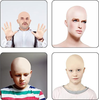 6 PCS Bald Cap - Latex Makeup Caps with Bald Wigs - Costume Accessories for Adults, Teenagers' Theme Party Supplies