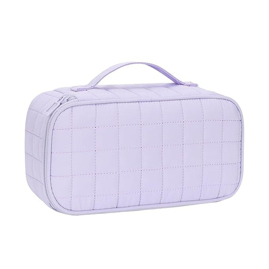 OCHEAL Small Makeup Bag,Portable Cute Travel Makeup Bag Pouch for Women Girls Makeup Brush Organizer Cosmetics Bags with Compartment-Purple