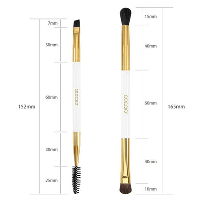 Docolor Duo Eyebrow Brush with Eyeshadow Brushes, 2PCS Professional Angled Eye Brow & Spoolie Brush Premium Synthetic Bristles Perfect for Lining Shaping Brows, Spoolie for Brows/Lashes(White&Golden）