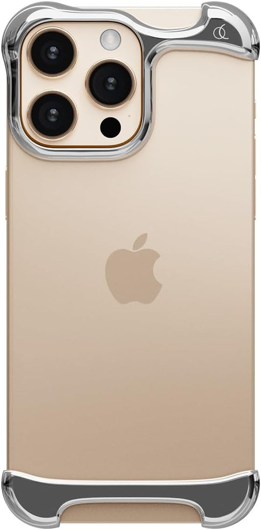 Arc Pulse Designed for iPhone 15 Pro Phone Case (2023), Minimalist Protective Shock Absorption Aerospace Grade Aluminum Shells + Elastomer Inlays Easy Fit 6.7 inch (Aluminum Mirror Polished Silver)