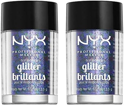 NYX PROFESSIONAL MAKEUP Face & Body Glitter, Violet (Pack of 2)