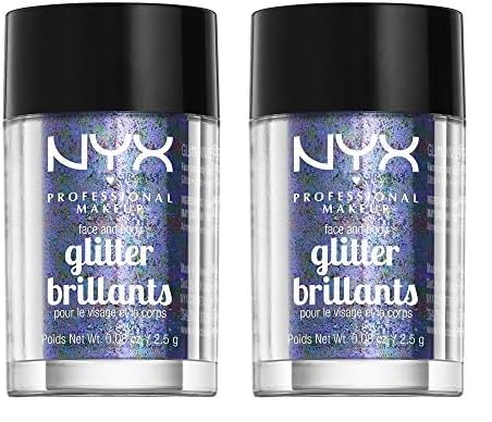 NYX PROFESSIONAL MAKEUP Face & Body Glitter, Violet (Pack of 2)