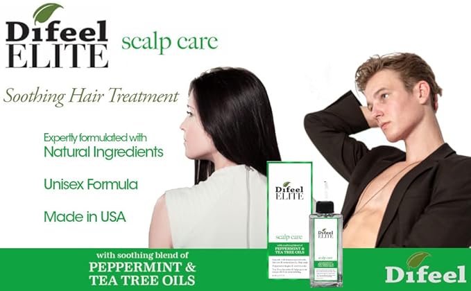 Difeel Elite Scalp Care with Peppermint & Tea Tree Oil Hair Scalp Treatment for Dry, Flaky Scalp 3 oz. - Tea Tree Hair and Scalp Treatment with Peppermint