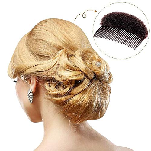 2Pcs 3.3inch Charming Bump It Up Volume Inserts Sponge Foam Hair Comb Do Beehive Hair Stick Bun Maker Tool Hair Base Styling Accessories Hair Increasing Tool (Brown)