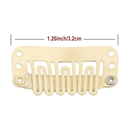 20pcs Hair Extension Clips U-Shaped 6-Teeth 3.2cm Stainless Snap Clips for Wigs, Hair Extensions, Hairpieces,T oupee (Beige)