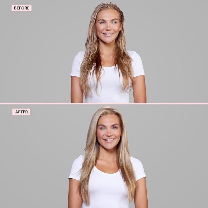 L'ANGE HAIR Le Volume Elevé 65MM 2-in-1 Titanium Brush Dryer | Dry and Style | Unique Teardrop Shape Barrel | 3 Heat Settings | 360° Vented Airflow | Ionic Technology for Frizz-Free Styling (Blush)