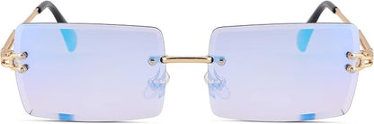 Rectangle Sunglasses for Men/Women Small Rimless Square Shade Eyewear