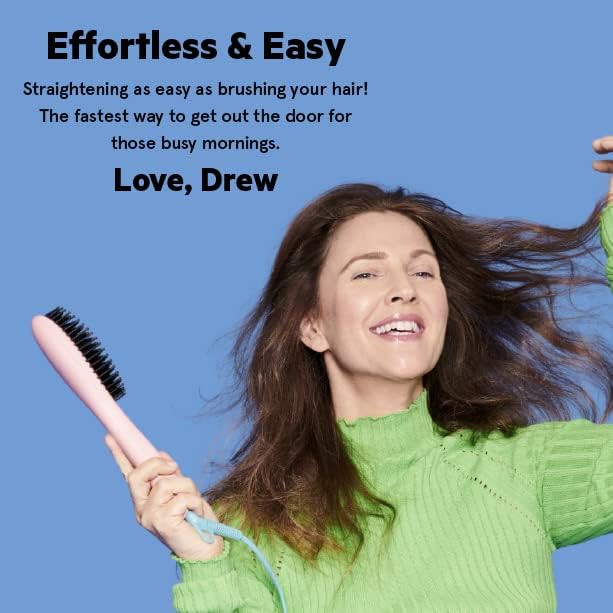 FLOWER BEAUTY Ceramic Straightening Brush - Black, 4 Heat Settings for Smooth, Frizz-Free Straight Hair - All Hair Types