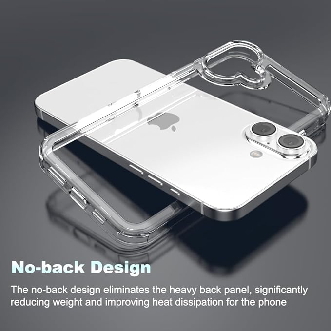 for iPhone 16 Plus Clear Bumper Frame No-Back Case, Slim Fit Ultra-Light Anti-Yellowing Transparent Protection Heat Dissipation Phone Cover Case 6.7" 2024