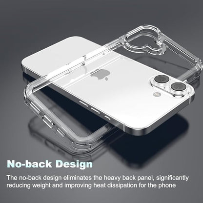 for iPhone 16 Plus Clear Bumper Frame No-Back Case, Slim Fit Ultra-Light Anti-Yellowing Transparent Protection Heat Dissipation Phone Cover Case 6.7" 2024