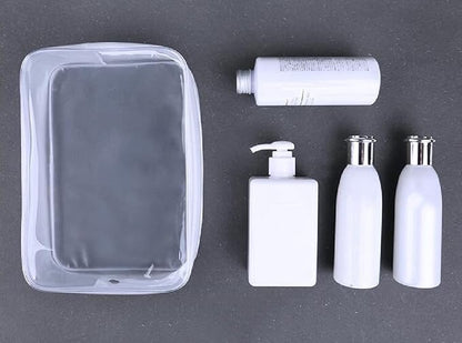 6 Pack Clear Toiletry Carry Pouch with Zipper Portable Plastic Waterproof Cosmetic Bag TSA Approved for Vacation Travel Bathroom and Organizing (White, Large)