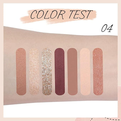 Seven Color Matte Shimmer Eyeshadow Makeup Palette, Nude Brown & Purple 7 Color Series Silky Pressed Powder Eyeshadow, Daily Makeup Eye shadow Box, Easy to Carry, Vegan & Cruelty-Free, 0.25 Oz, 04#