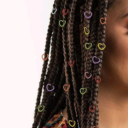 100PCS Colorful Star and Love Shape Braids Ring Clips Hair Jewelry Braid Locs Hair Cute Rings Accessories(Colorful)