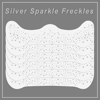 MEICOLY Silver Face Glitter,Glitter Freckles Face Tattoo for Women and Kids,Sparkle Makeup Patches,Sparkle Freckles Speckles Patches,Silver Glitter Freckles,6 Count