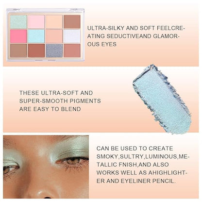 Nude Silver Brown Eyeshadow Palette,Natural Neutral Soft Small Cream Light Colors Eyeshadow Palette,Highly Pigmented Eye Shadow Palette Long Lasting Naturing-Looking Make Up Pallets for Women,Vegan
