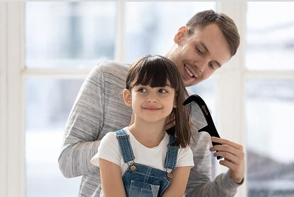 Hair Comb, 100% Buffalo Horn Fine Tooth Comb, Anti-Static Hair Styling Detangling Comb for Men, Women and Kids, For All Hair Types (Black)