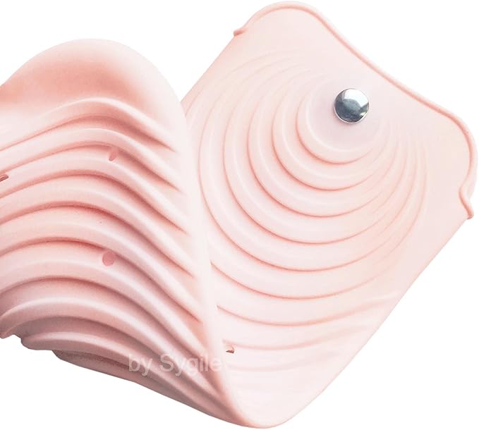 2in1 11" X 7.5" Large Heat Resistant Silicone Mat, Anti-Heat Travel Pad and Pouch for Hair Straighteners, Curling Irons, Flat Irons and Hair Styling Tools Holder - Blush Pink