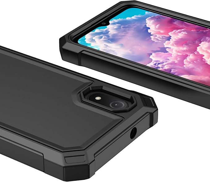 for Cloud Mobile Stratus C8 Case with Screen Protector,Full Body Protection Front PC Back Soft Silicone Bumper,Heavy Duty Protection Shockproof Phone Case for Cloud Mobile Stratus C8 Black