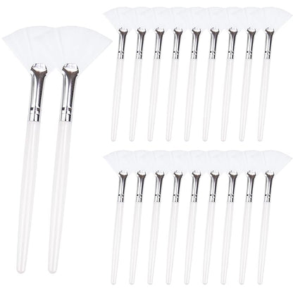 20 Pieces Fan Brushes Facial Applicator Brush Soft Makeup Mask Acid Applicator Brush Esthetician Cosmetic Brush for Mud Cream, Makeup Peel (White)