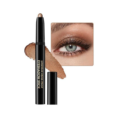 Eyeshadow Stick, Shimmer and Matte Cream Eye Shadow Brightener Sticks Eyeliner Pencil Crayon, Waterproof Long Lasting Eye Highlighter Stick Makeup,0.056 Oz(#1-Caramel)