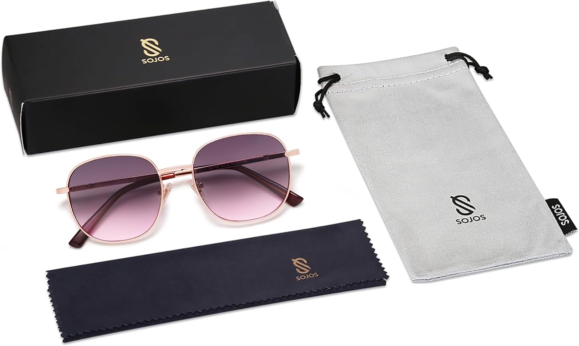 SOJOS Classic Trendy Square Sunglasses for Women Men Cute Big Frame Gold Shades SJ1137