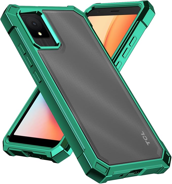Ailiber Case for TCL K11, TCL T432W Phone Case with Screen Protector, Dual Layer Shockproof Bumper, Clear Transparent Anti Yellowing, Military Grade Drop Protection Cover-Green